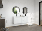 60" Bathroom Vanity With Resin Sink, Soft Close Doors and 1-Side Cabinet, Float Mounting Design, Glossy