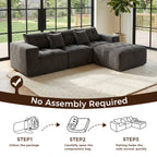 101" L-Shaped Modular Compression Sofa, Gray