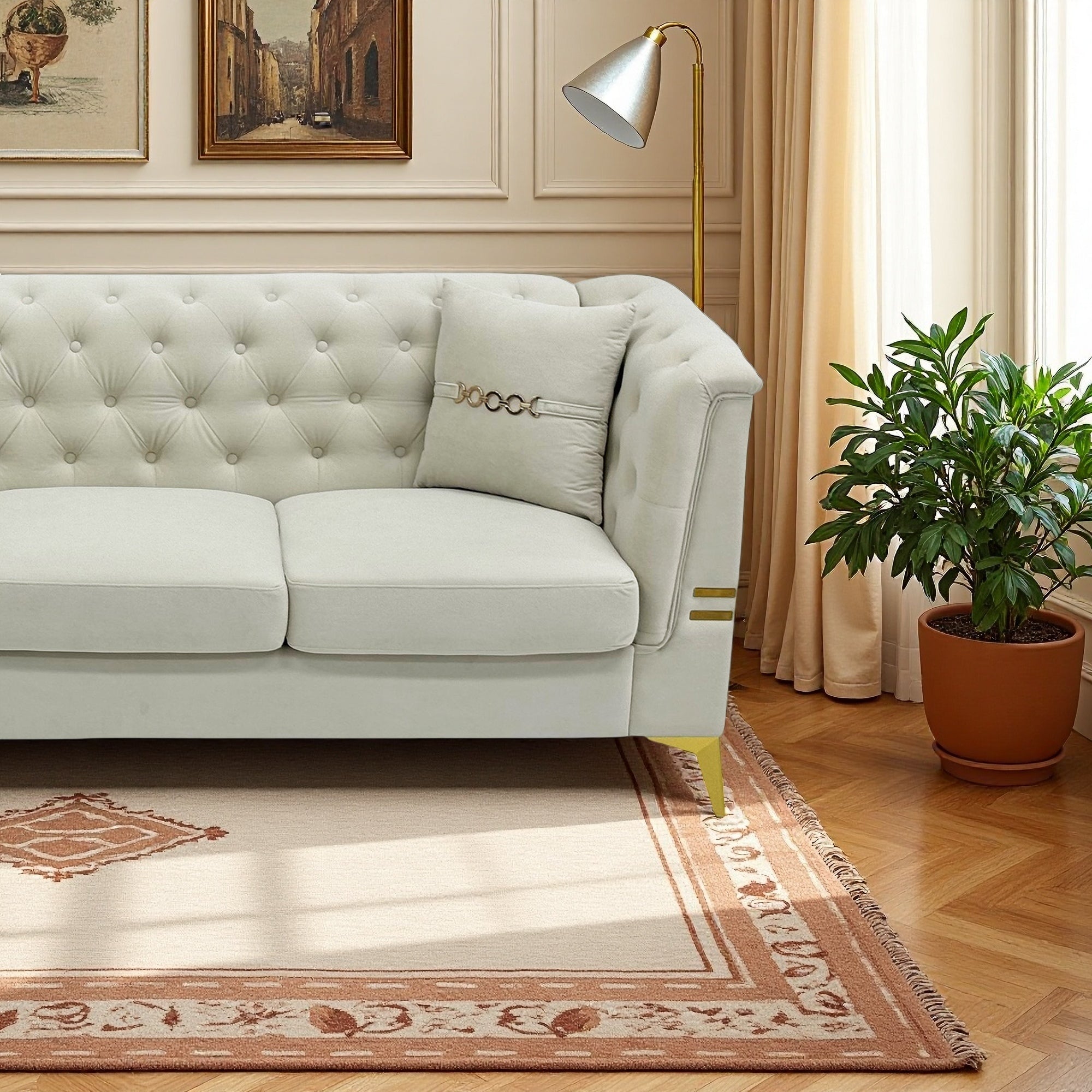 FX-P83-2PC Sofa Set - Modern Velvet Upholstered