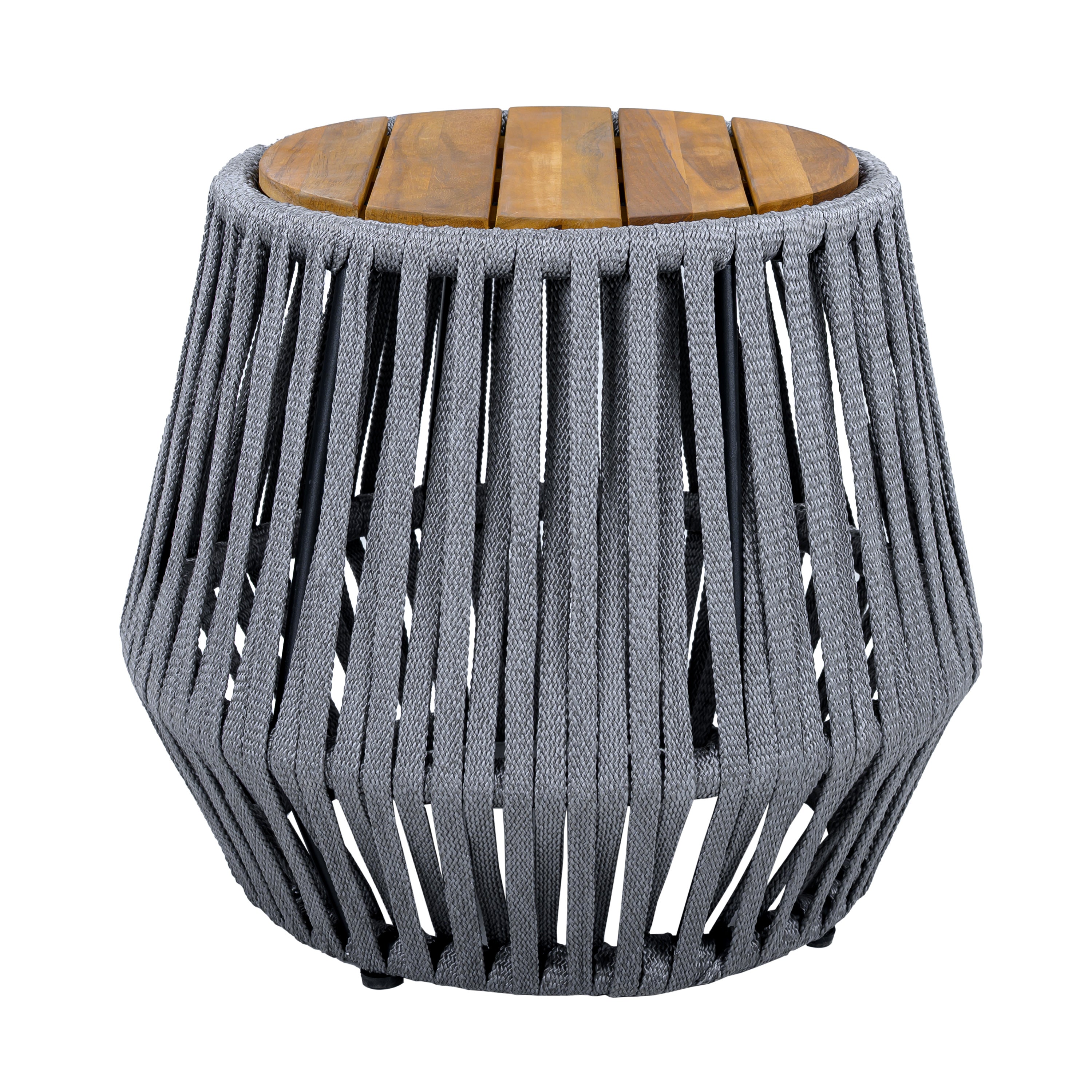 Outdoor Side Table with Rope and Acacia Wood