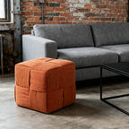 Comfortable Brown Corduroy Square Ottoman Foot Rest