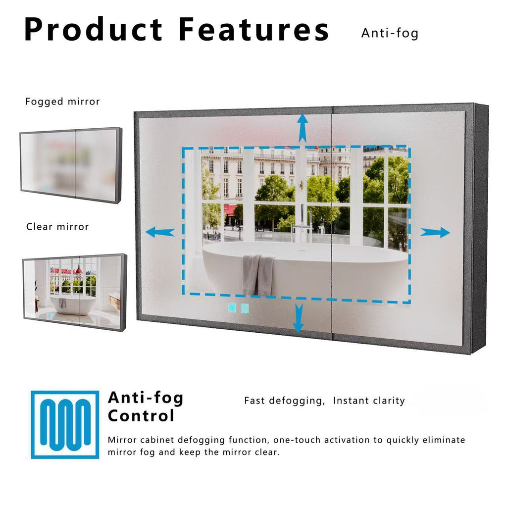 LED Bathroom Medicine Cabinet with Single-Color Lighting