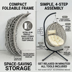 Folding PE Rattan Hanging Egg Chair with Stand