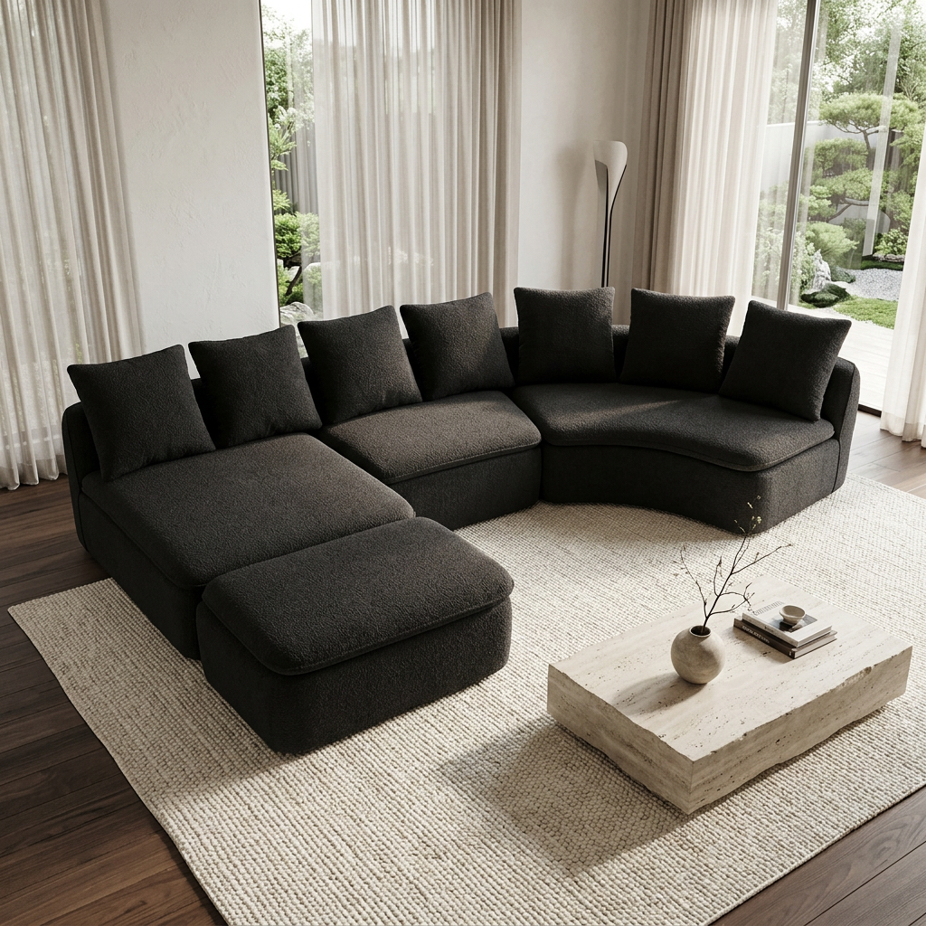 133" Modular U-Shaped Sectional Compression Sofa