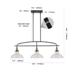 45" Industrial 3-Light Pendant Chandelier with Clear Glass Shades