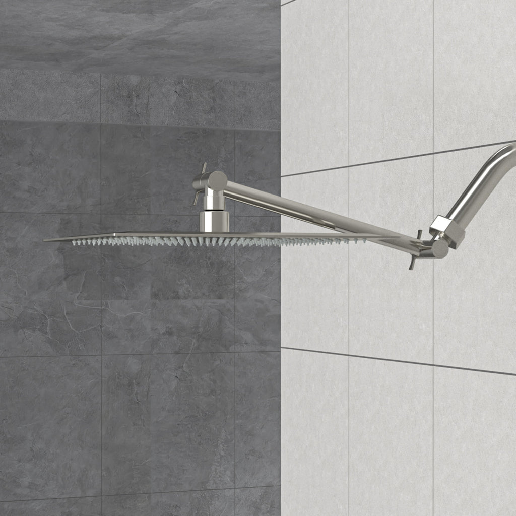 Rain Shower Head With Shower Arm (10 Inch Square, Brushed Nickel)