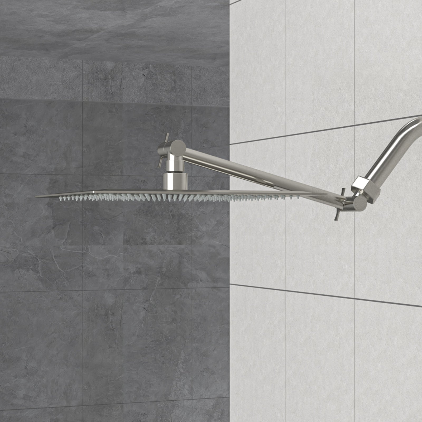 Rain Shower Head With Shower Arm (10 Inch Square, Brushed Nickel)