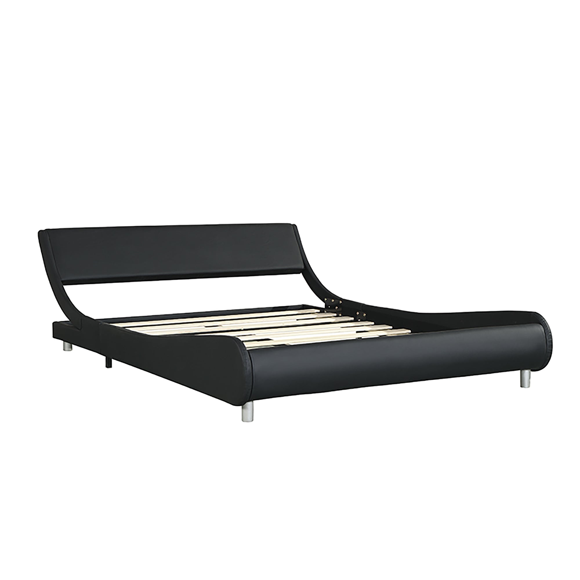 Faux Leather Upholstered Platform Bed Frame with LED Lighting