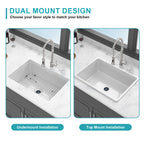 27"x19"x10" Undermount Single Bowl Fireclay Kitchen Sink