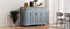 K&K 54-Inch Large Kitchen Island with Rubber Wood Drop Leaf