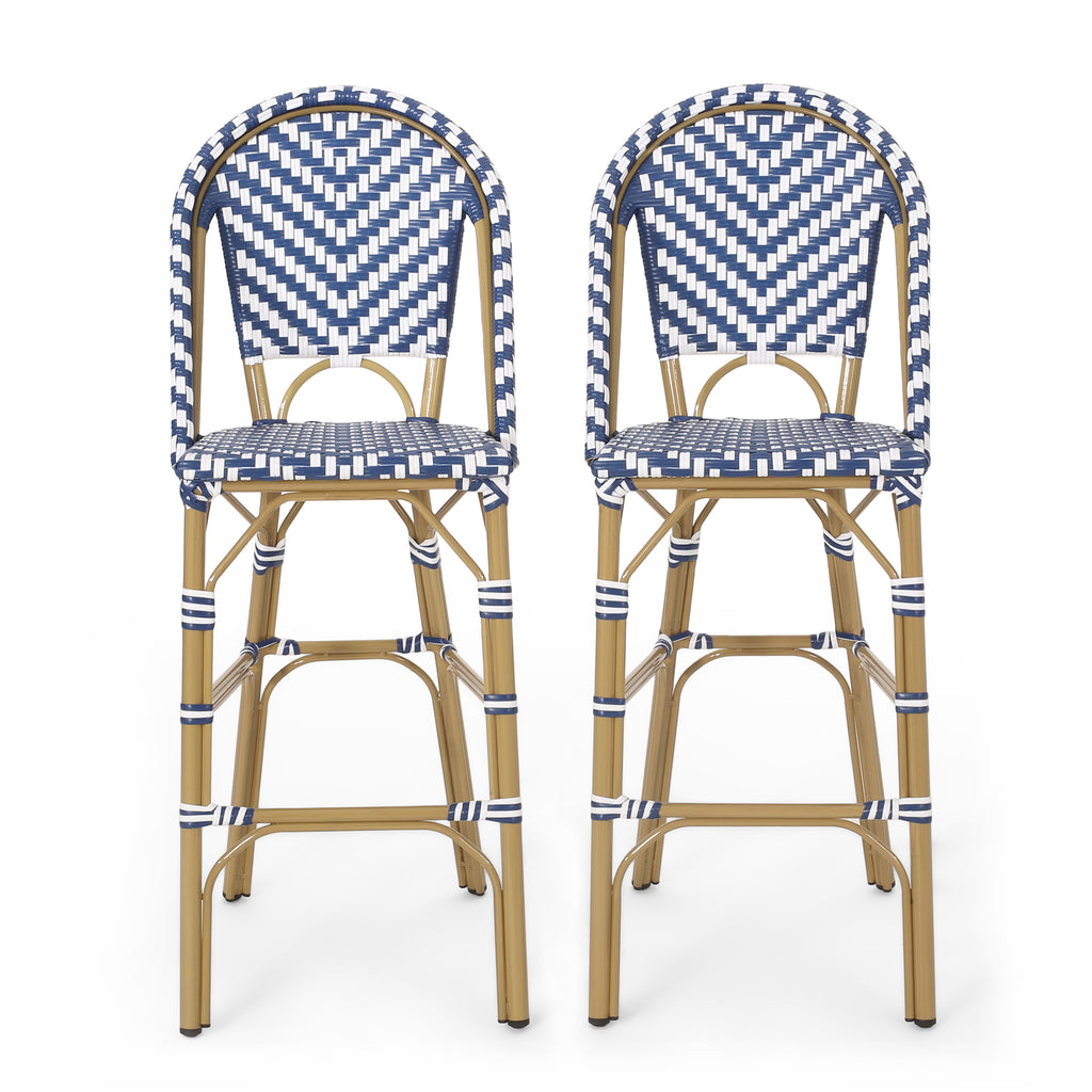 29.5" Outdoor PE Rattan French Barstool