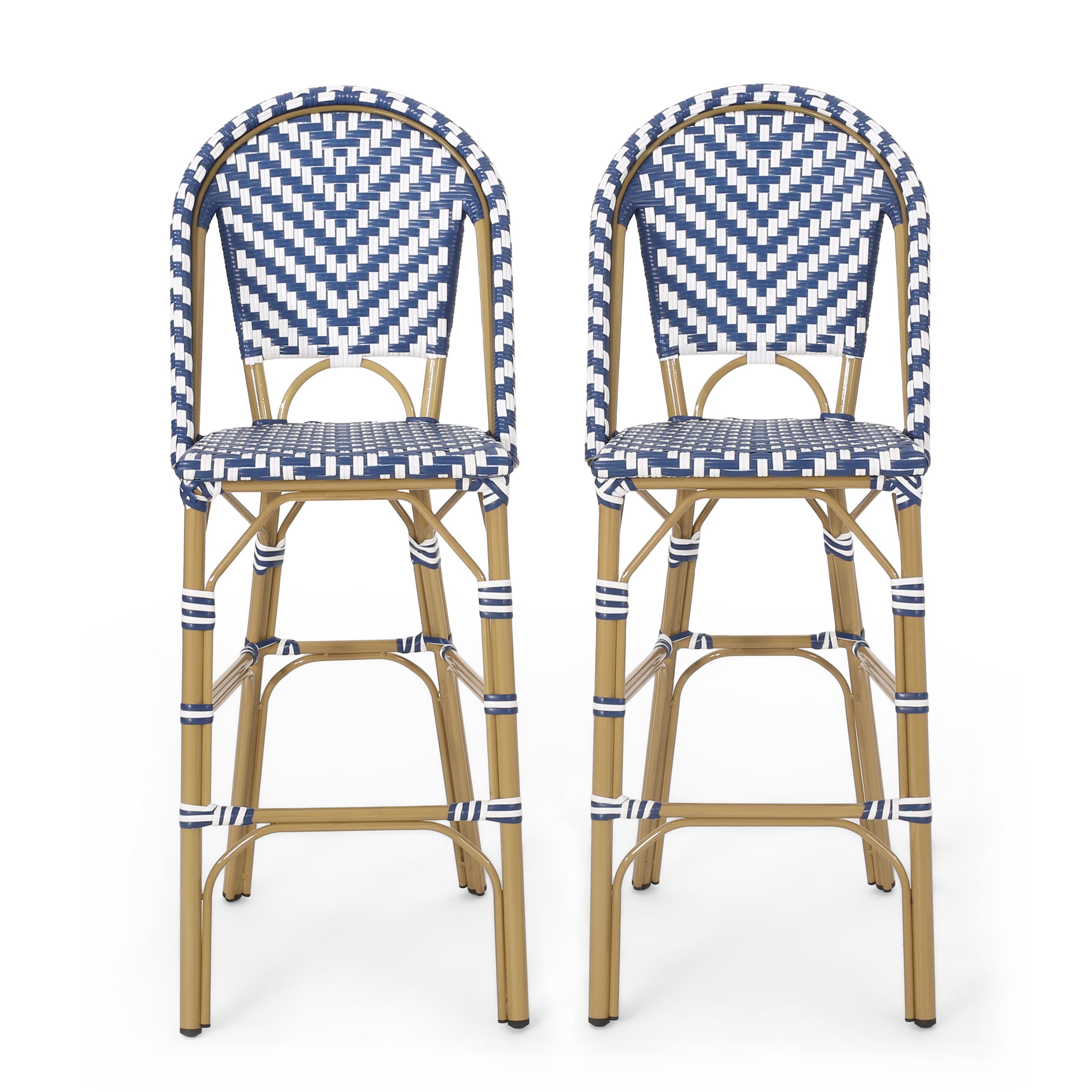29.5" Outdoor PE Rattan French Barstool
