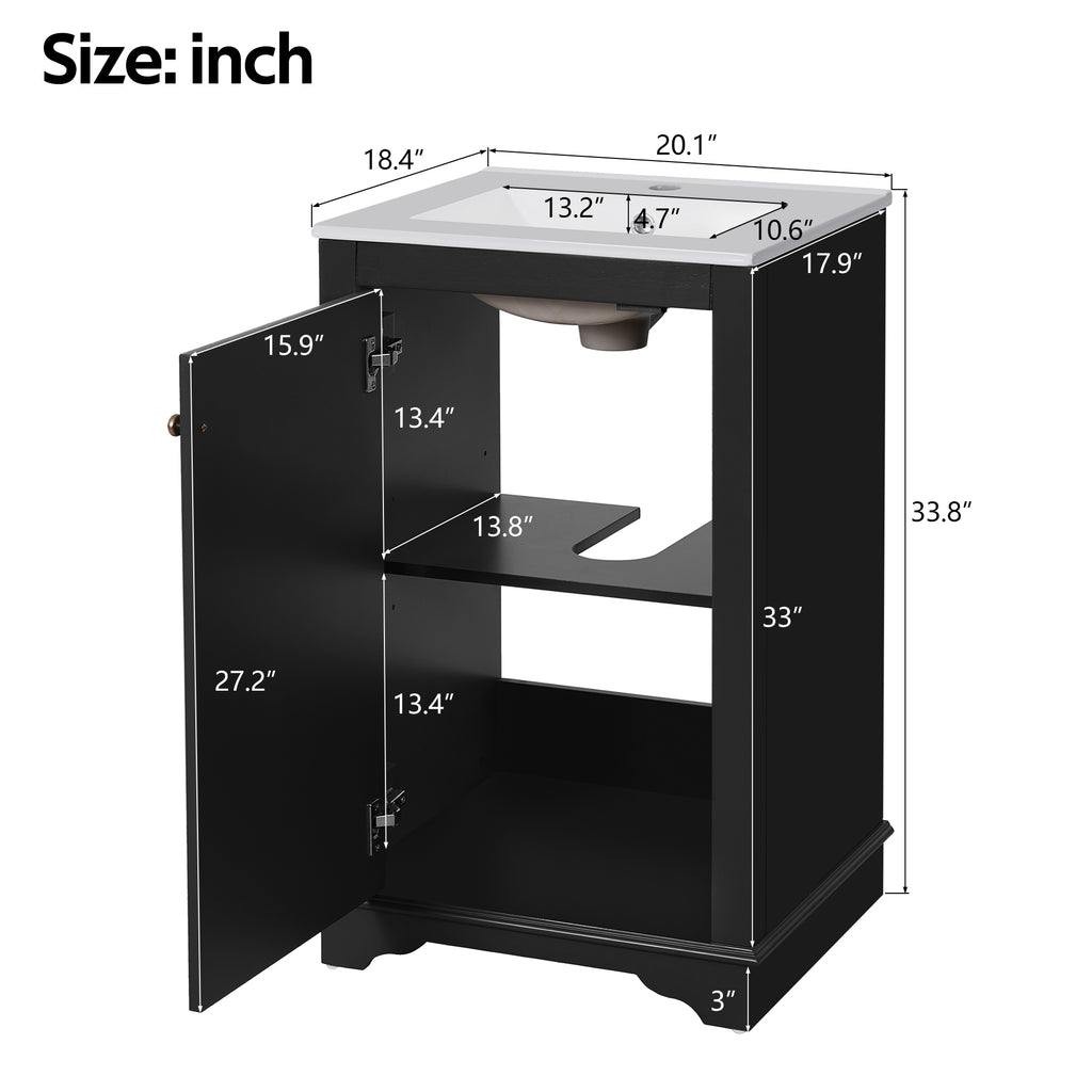 20-Inch Bathroom Vanity with Ceramic Sink