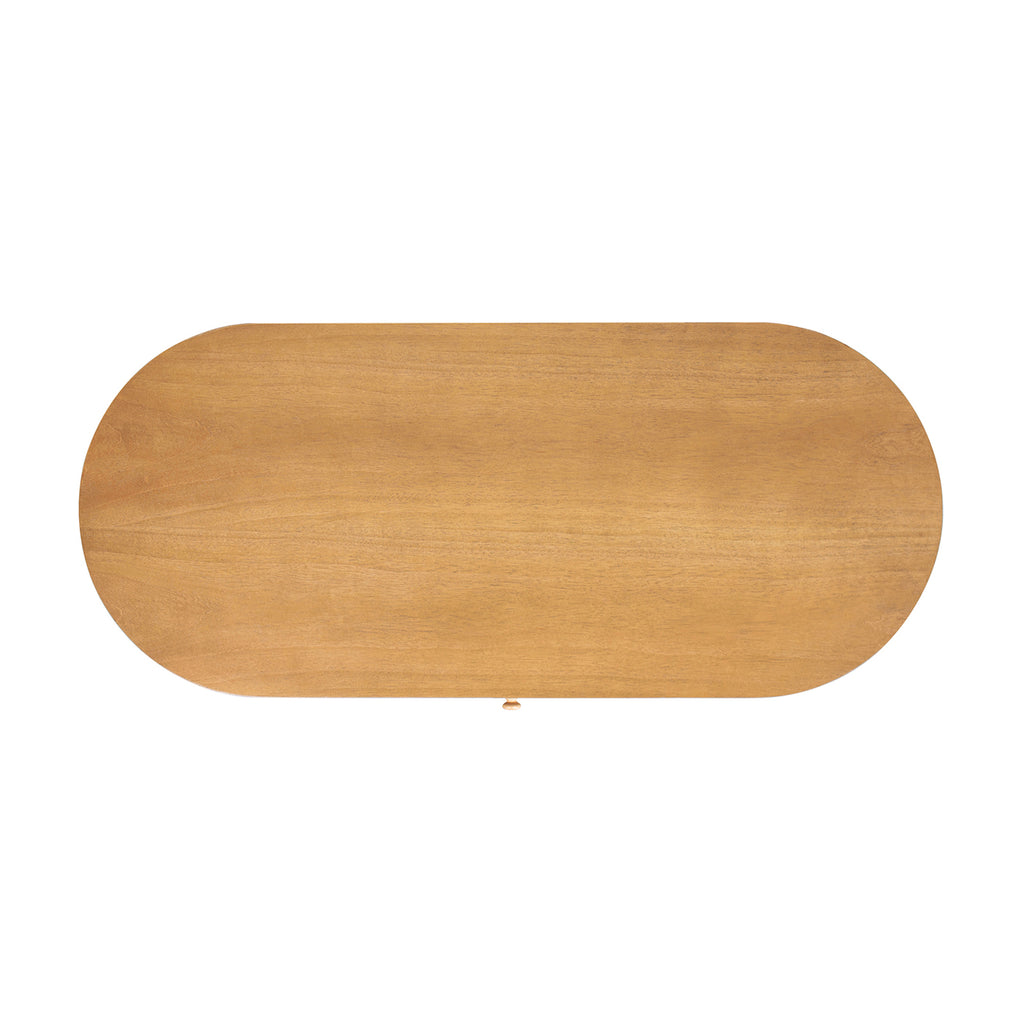 Jesse 55.5" Single Drawer Fluted Oval Console Desk, Honey