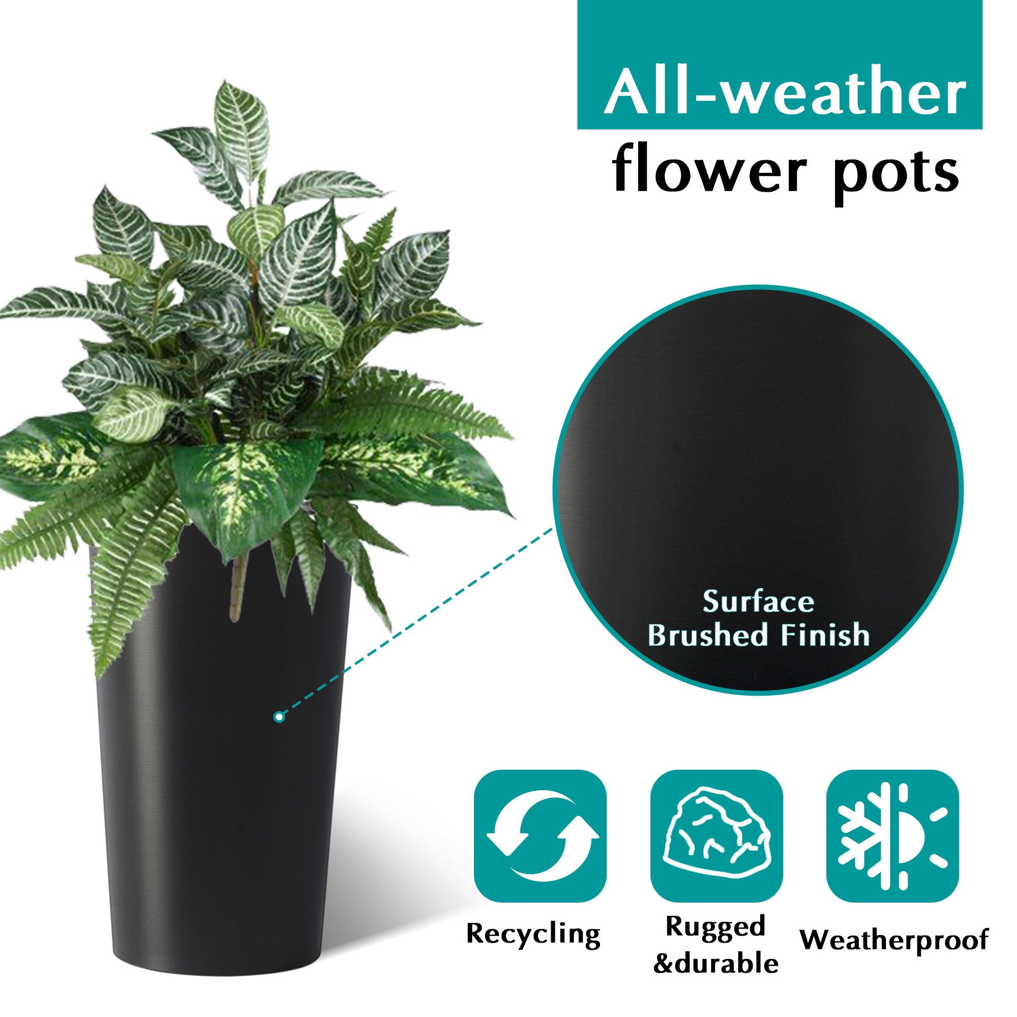 2 Pack Tall 21.7 in Planters for Outdoor Plants