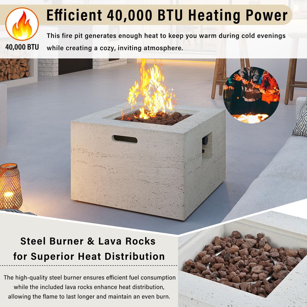 U_Style MGO Outdoor Square Fire Pit Table