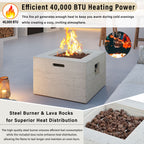 U_Style MGO Outdoor Square Fire Pit Table