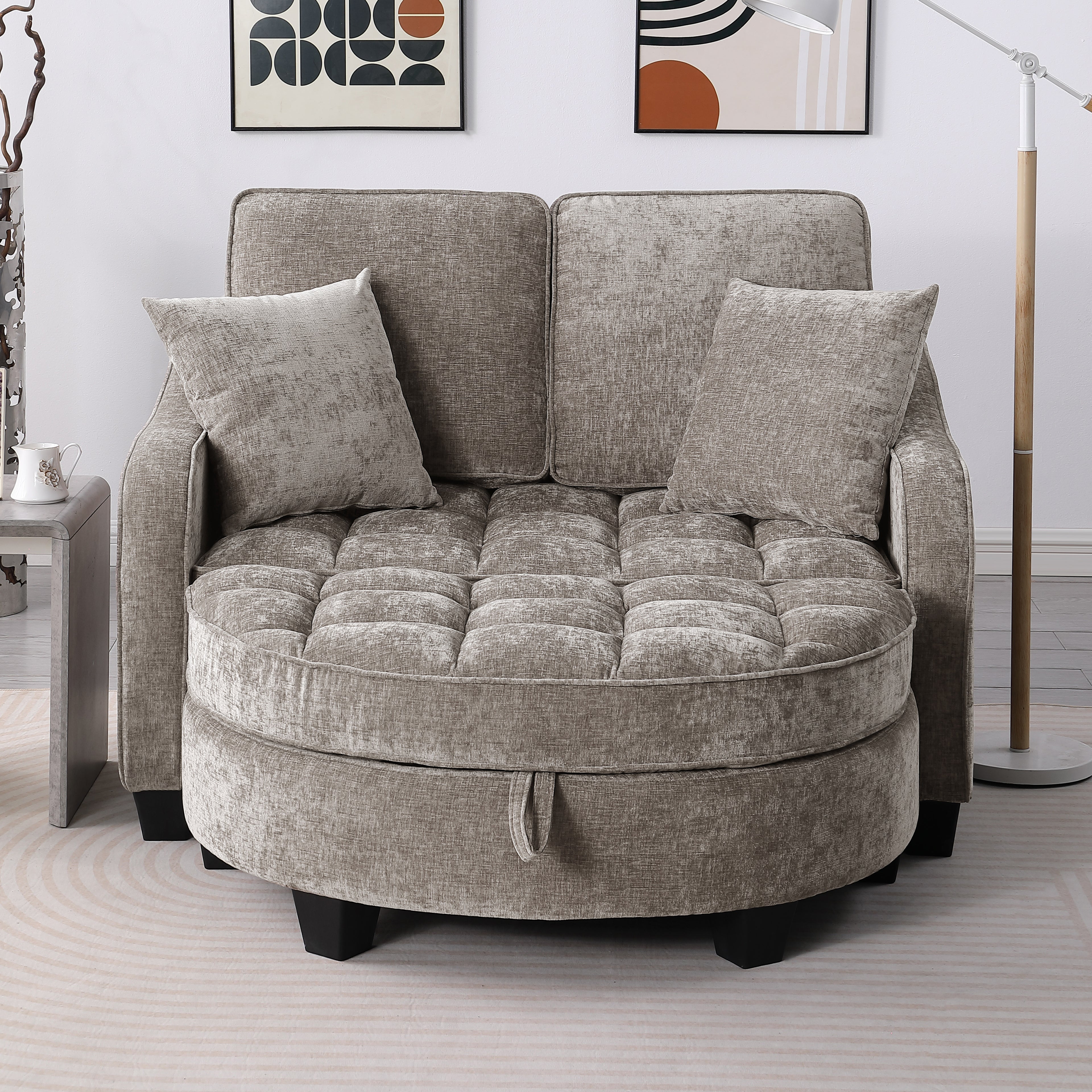 Two-Seater Sofa with Storage Footrest