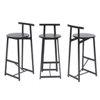 27''H Barstool Set of 3 Wooden Round Bar Stools with Footrest