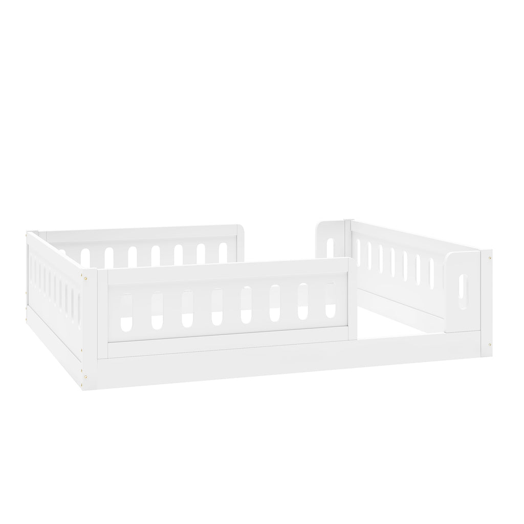 Wood Full Size Platform Bed with Guardrail