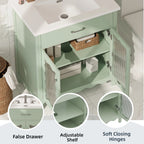 30 Inch Bathroom Vanity with Tempered Glass