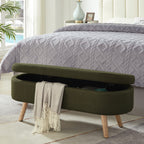 Luxury Oval Boucle Storage Ottoman Bench