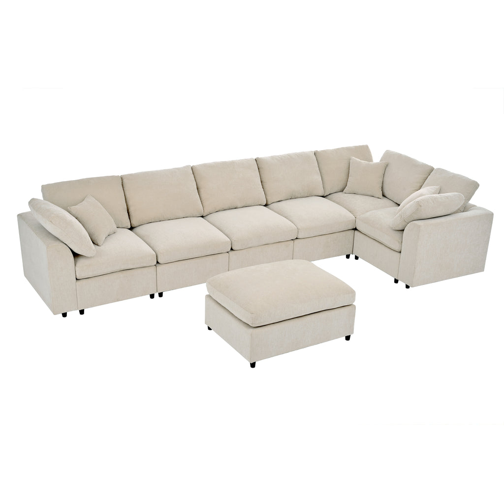 U_Style 120.8" Extra Large 7-Seater Modular Sectional Sofa