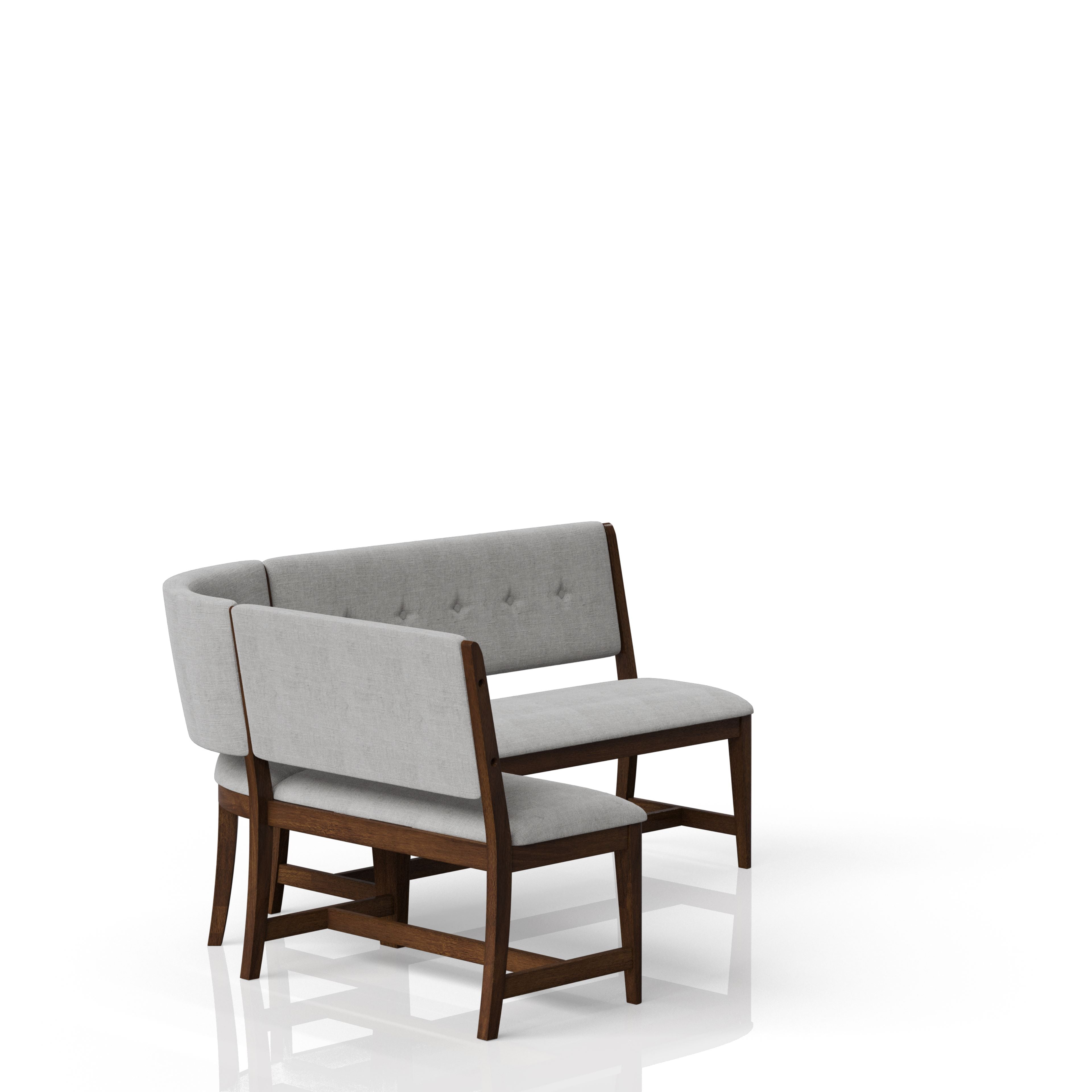 Curved Dining Bench - Mid-Century Modern Upholstered Design