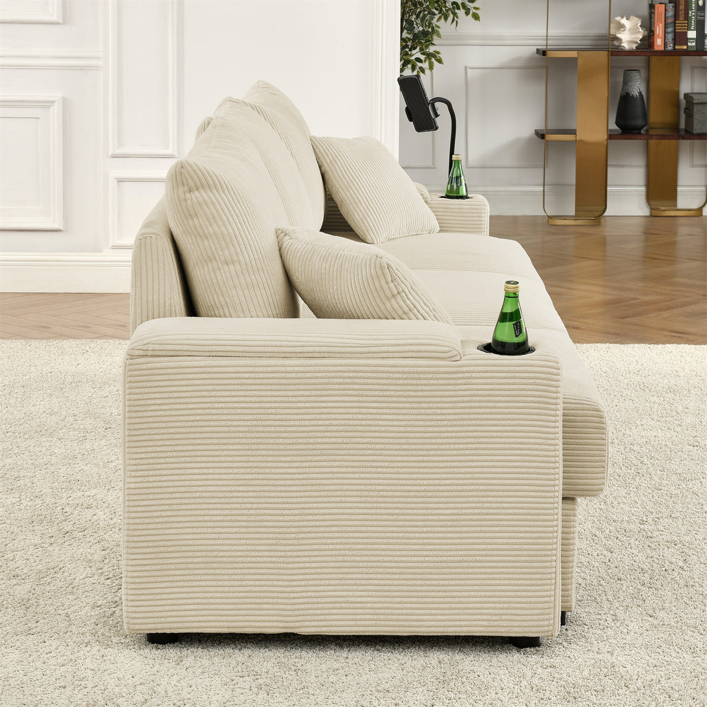 U-Shaped Couch with Storage and 2 Ottomans