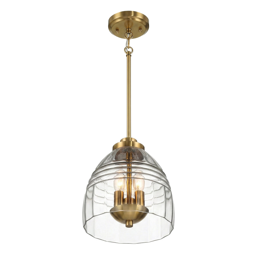 Ember Three Candle Lights Chain Pendant With Clear Glass - Satin