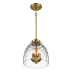 Ember Three Candle Lights Chain Pendant With Clear Glass - Satin