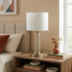 Luna Brushed Nickel Table Lamp with On/Off Switch
