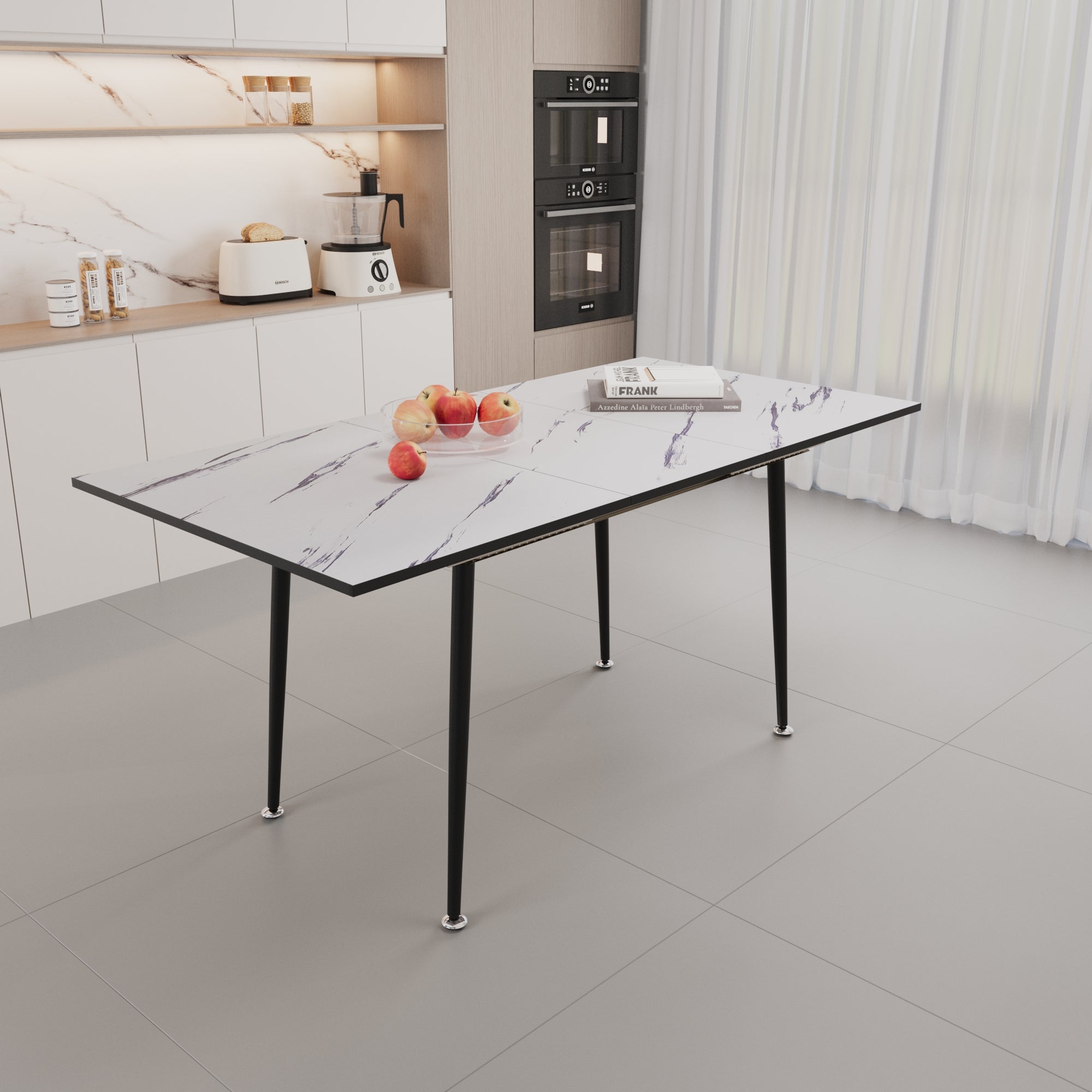 47"-63" Extendable MDF Modern Dining Table and Chair Set