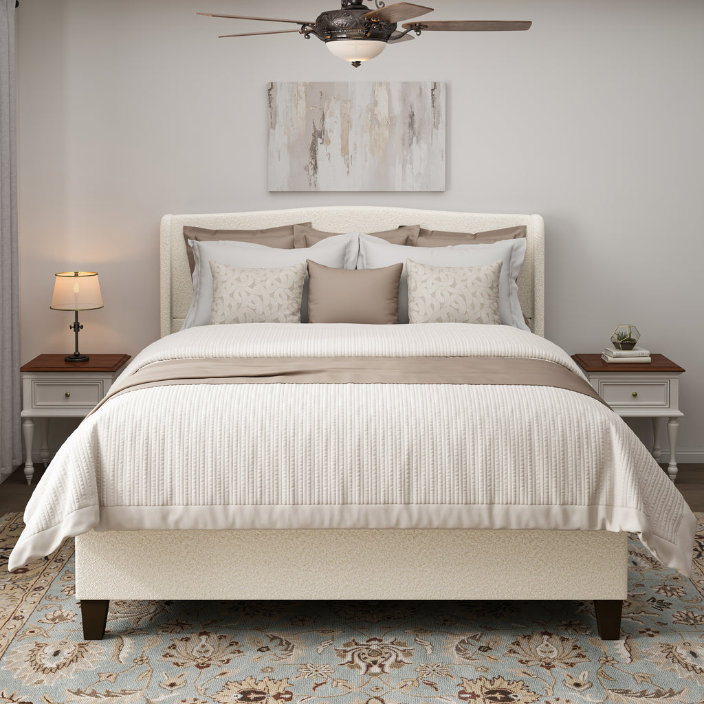 King Size Bed Frame with Upholstered Headboard