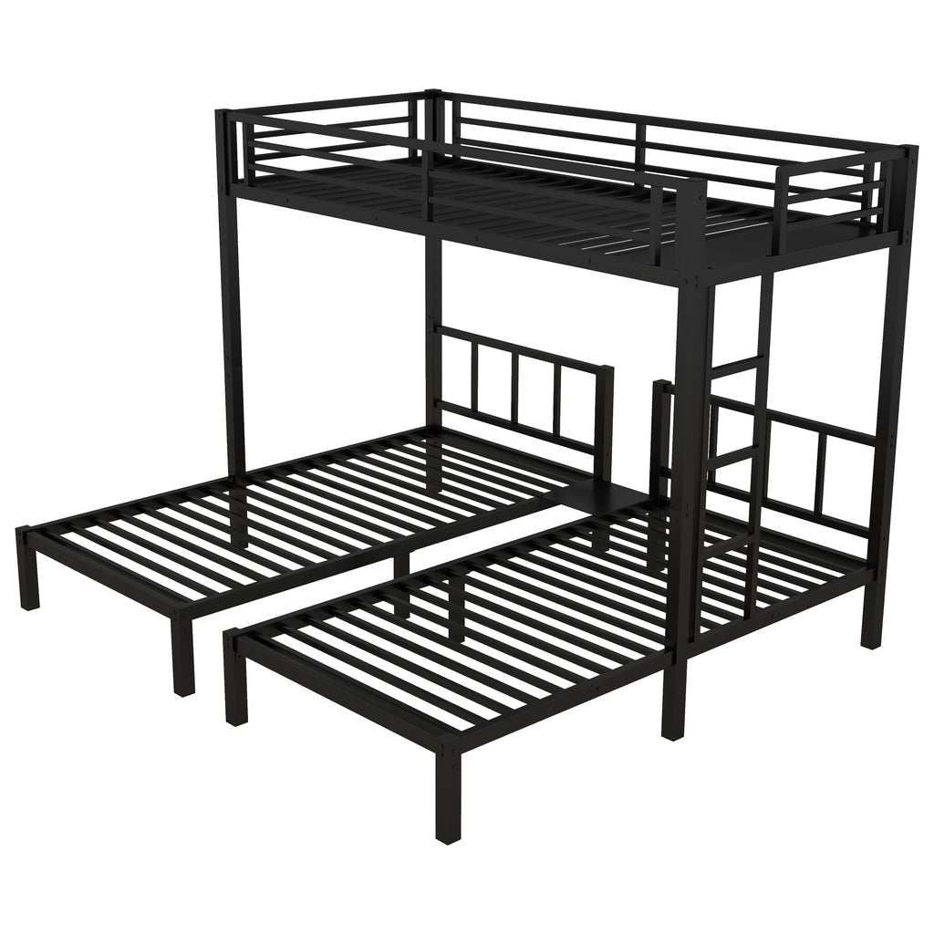 Metal Twin Over Twin & Twin Bunk Bed for 3