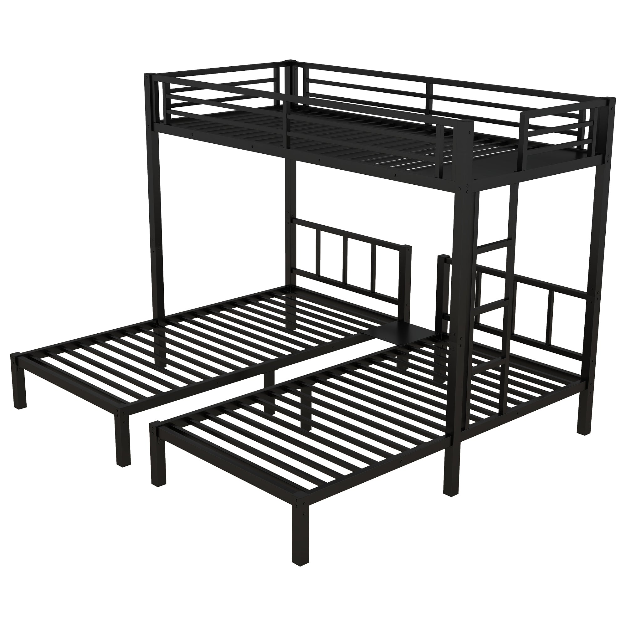 Metal Twin Over Twin & Twin Bunk Bed for 3
