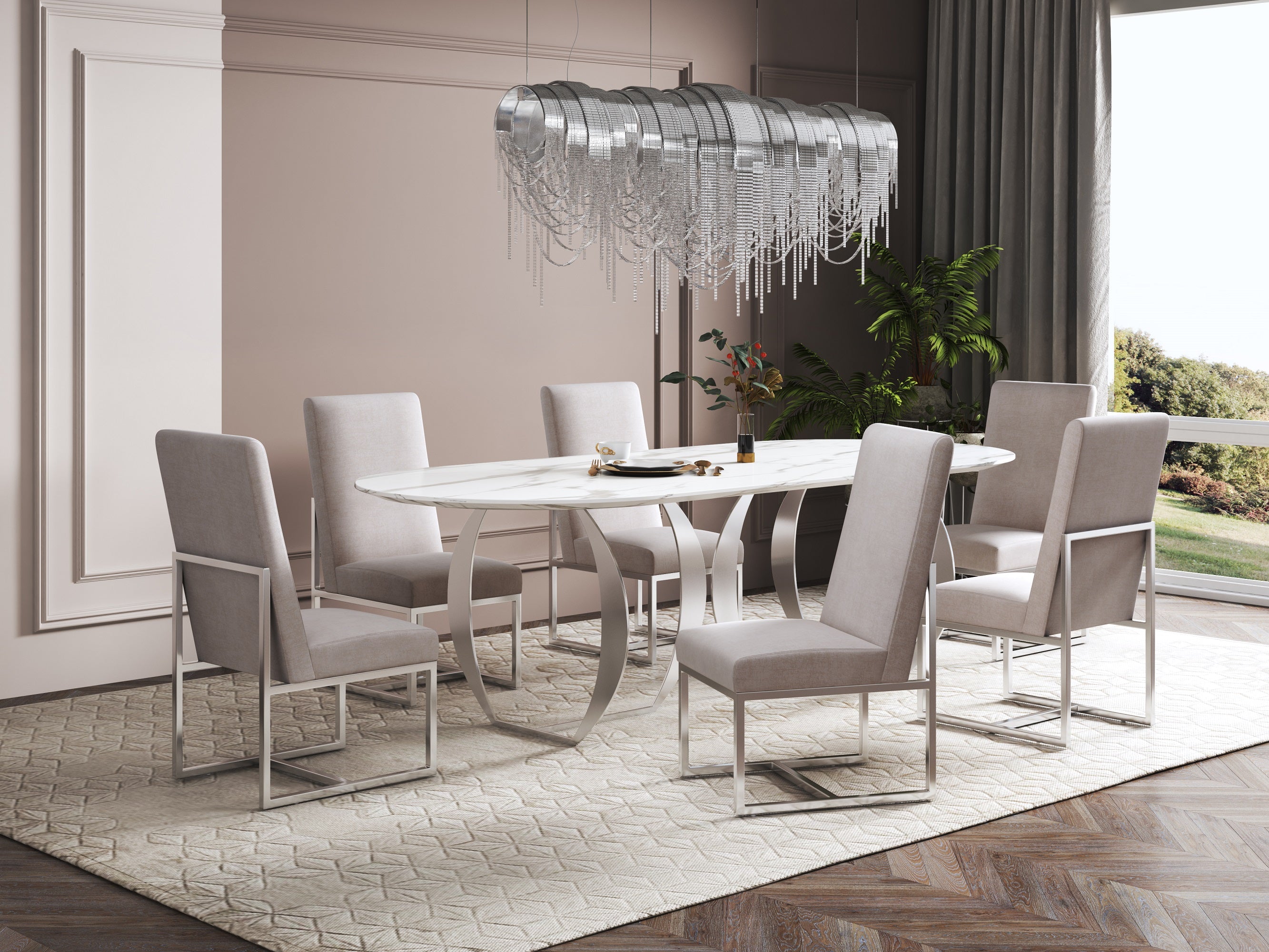 Element Metal Velvet Dining Chair in Champagne