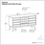 Clarkson 60 Inch Wide Solid Acacia Wood Sideboard with Wine Storage