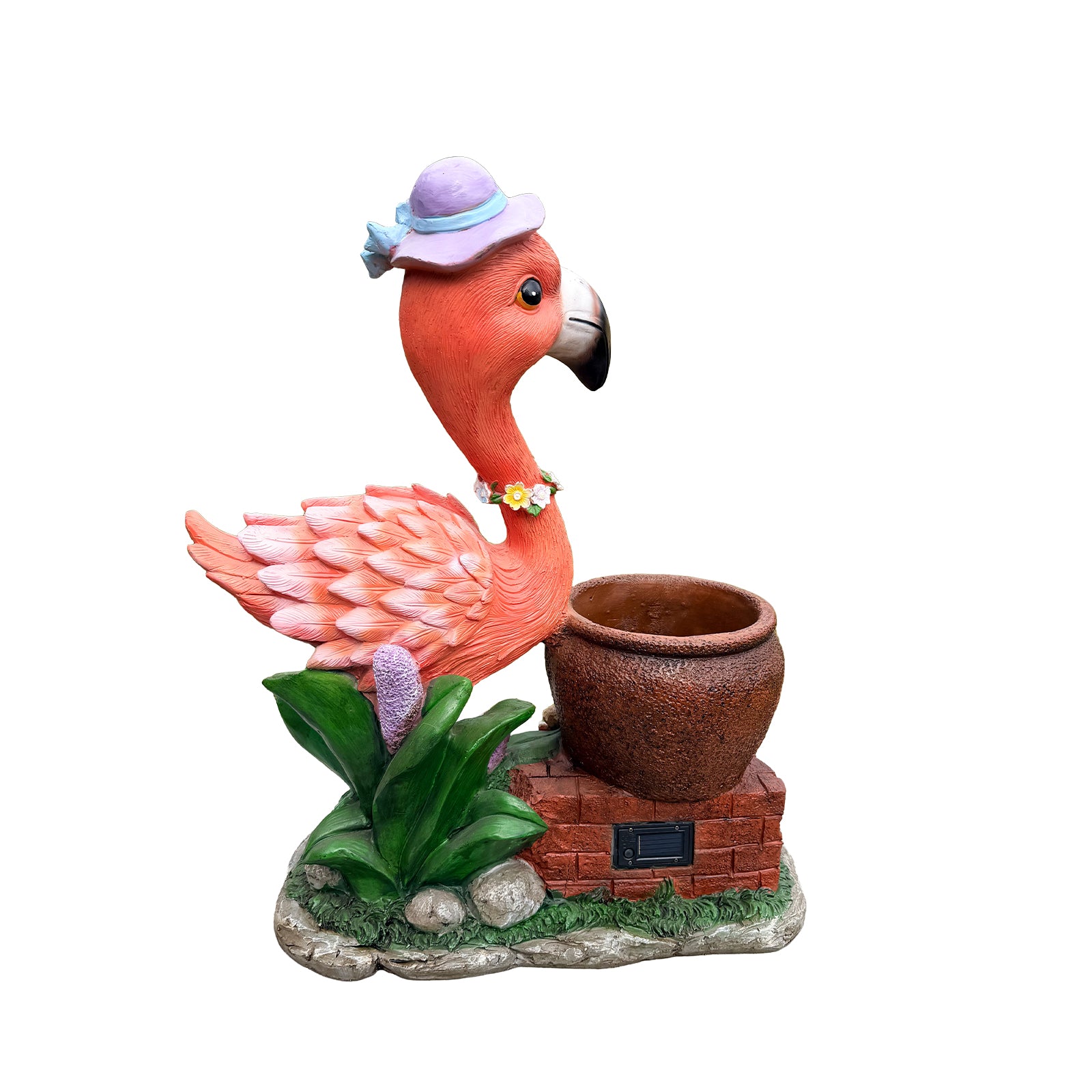 Outdoor Garden Sculpture: Flamingo Flower Pot Planter
