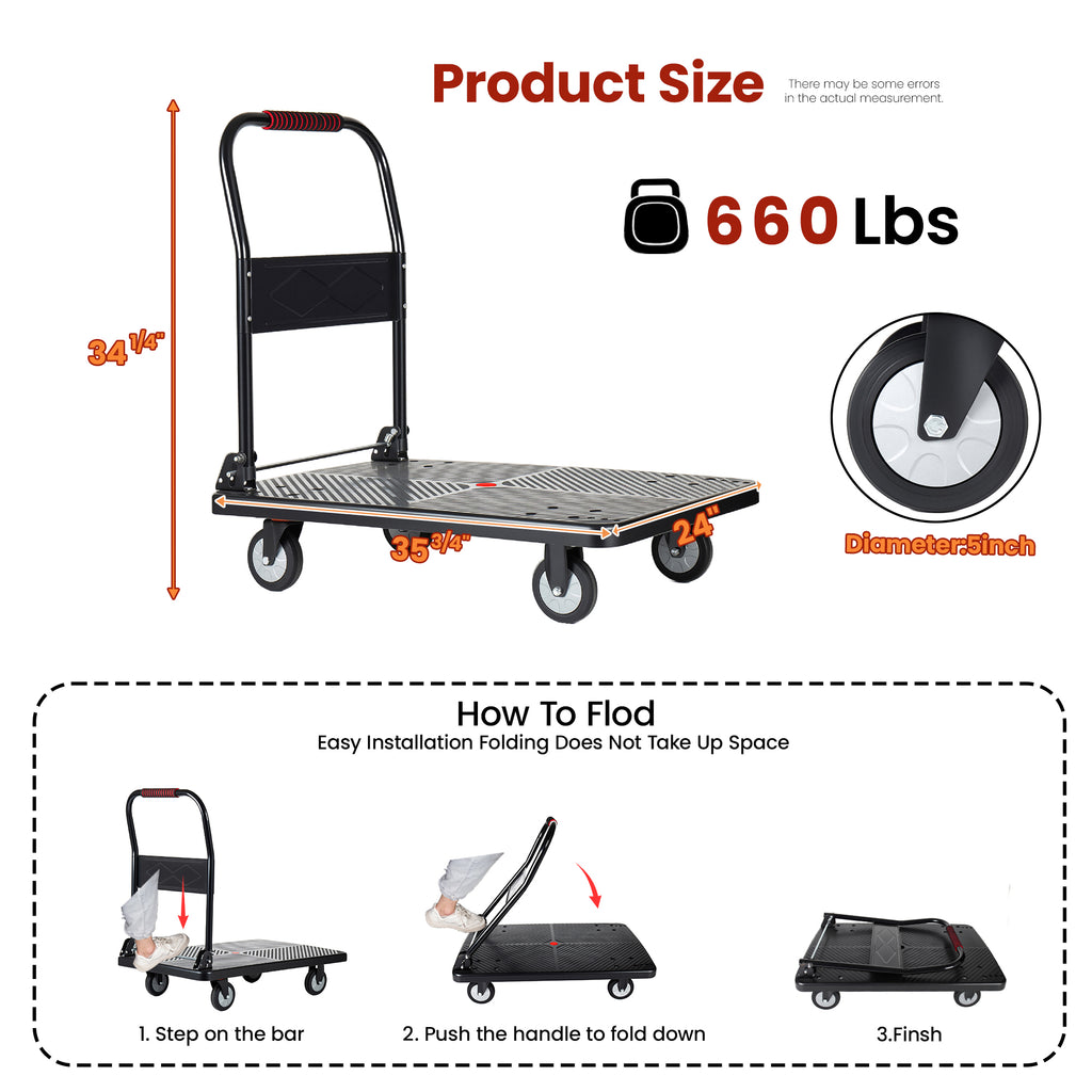 35-3/4" Long x 24" Wide Foldable Platform Truck