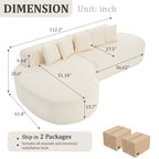 110.2'' Ivory Curved Sectional Sofa