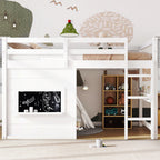 Twin Size Loft Bed With Playful Sliding Chalkboard