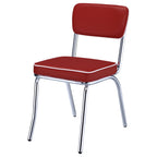 Retro Chrome Dining Chairs Set of 2 in Red Faux Leather