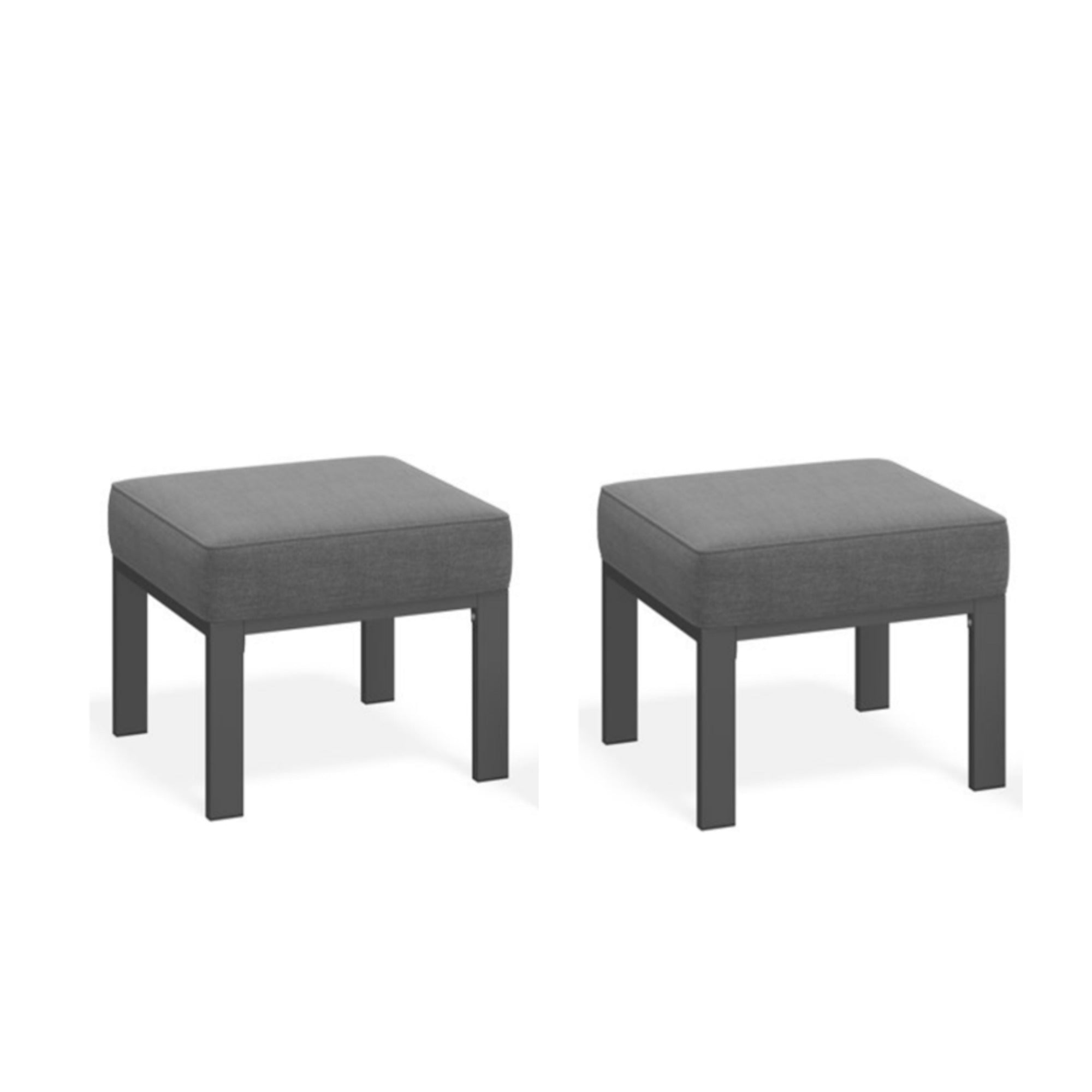 Set of 2, 22” All-Weather Metal Patio Ottomans Thick