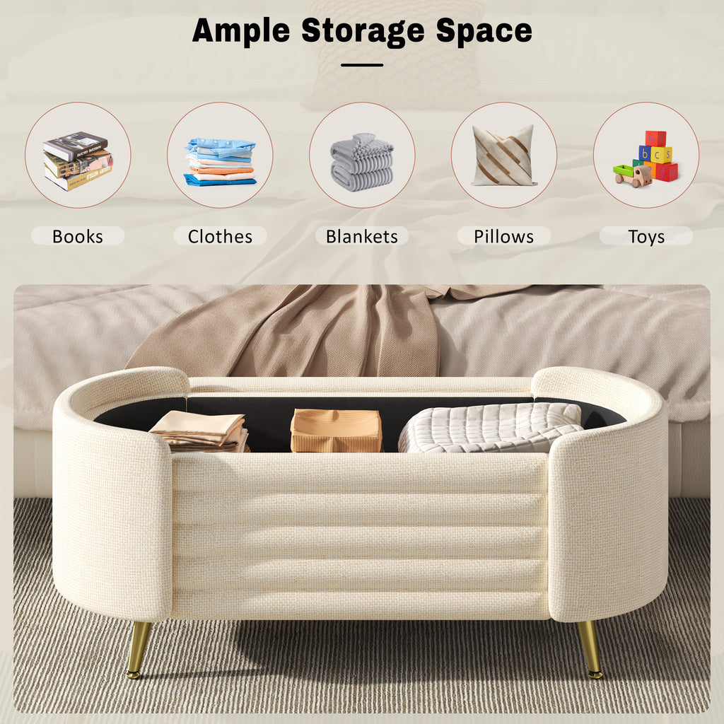 Modern Storage Ottoman Upholstered Storage Bench