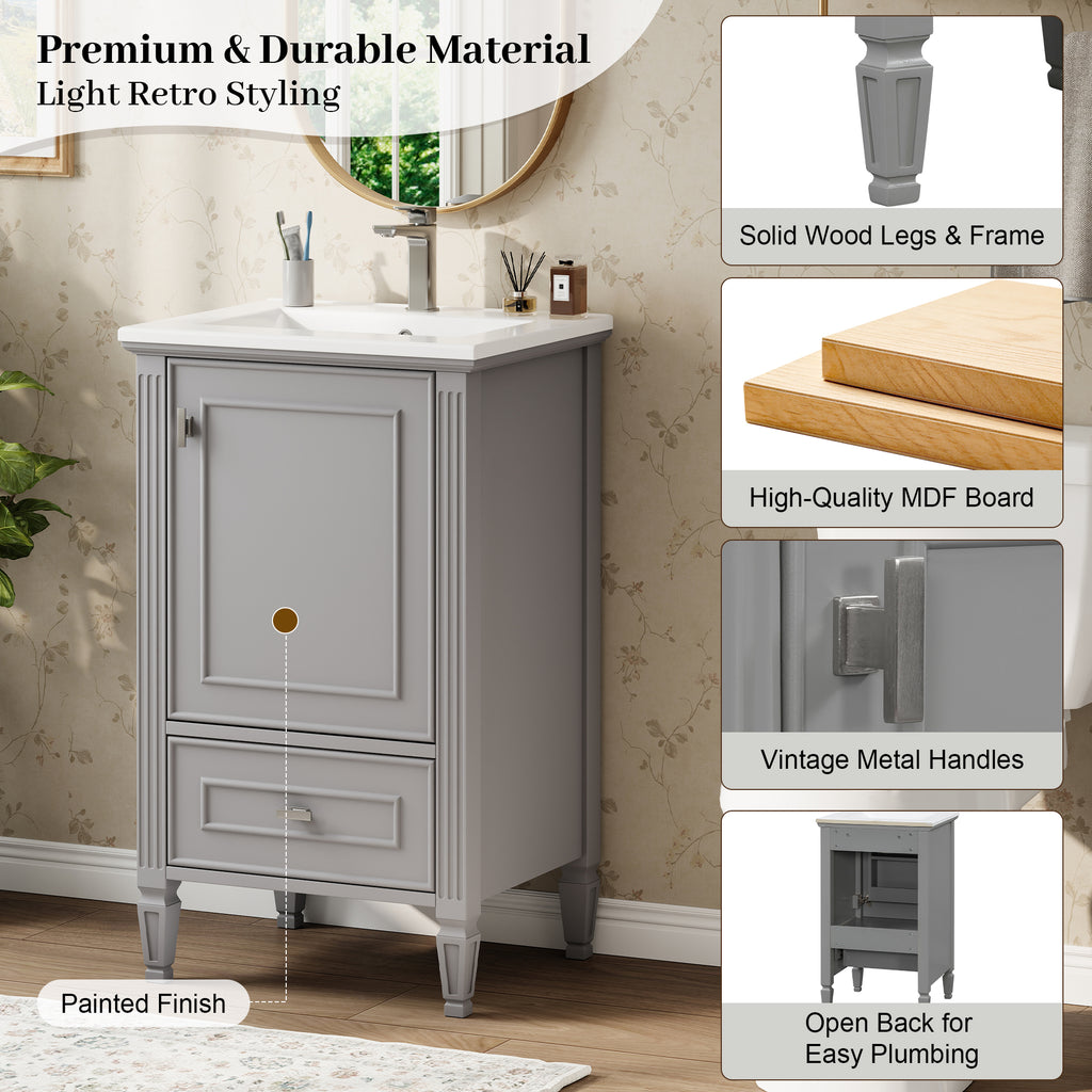 20" Bathroom Vanity with Ceramic Sink