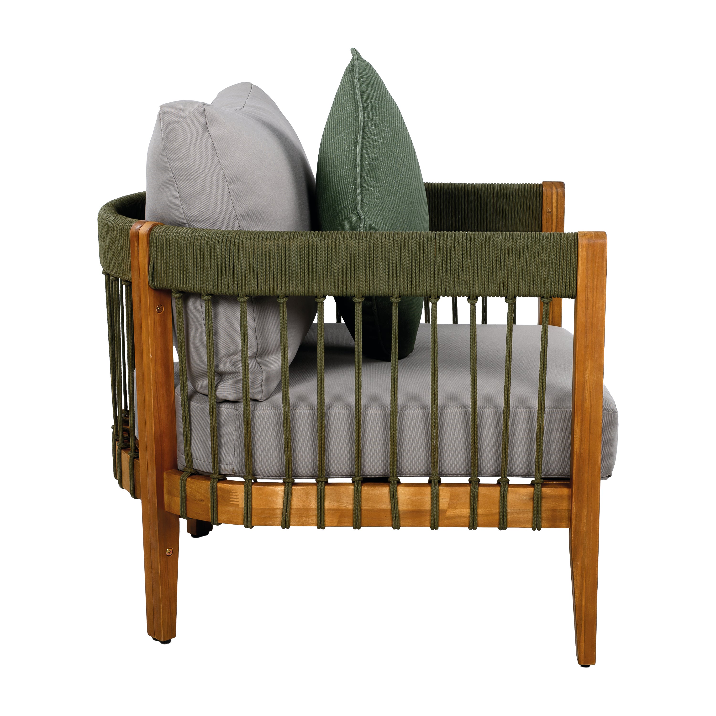 Set of 2 Acacia Wood Outdoor Club Chair with Handwoven Rope Accents