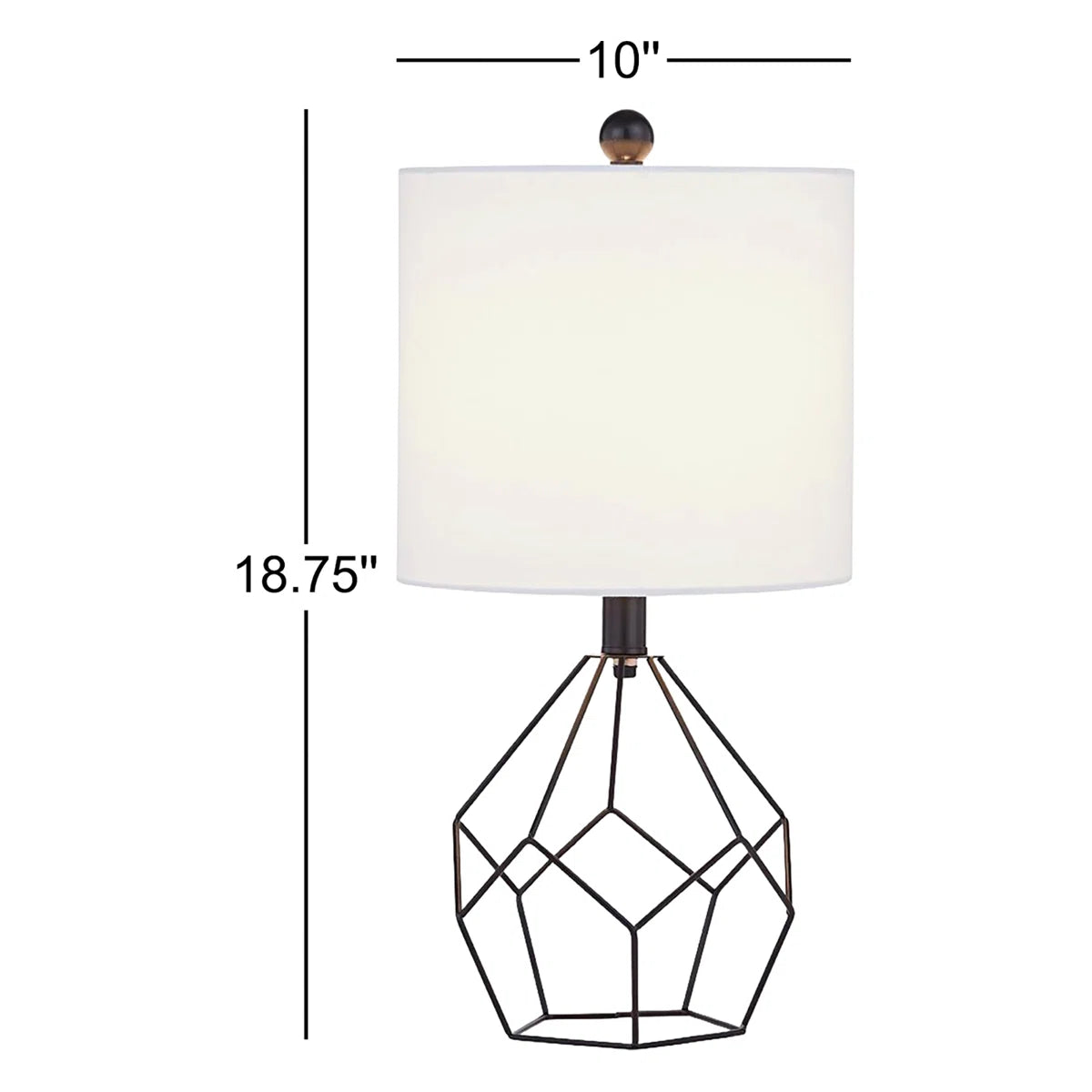 19-Inch Modern Forged Iron Table Lamp with Rotary Switch, Black