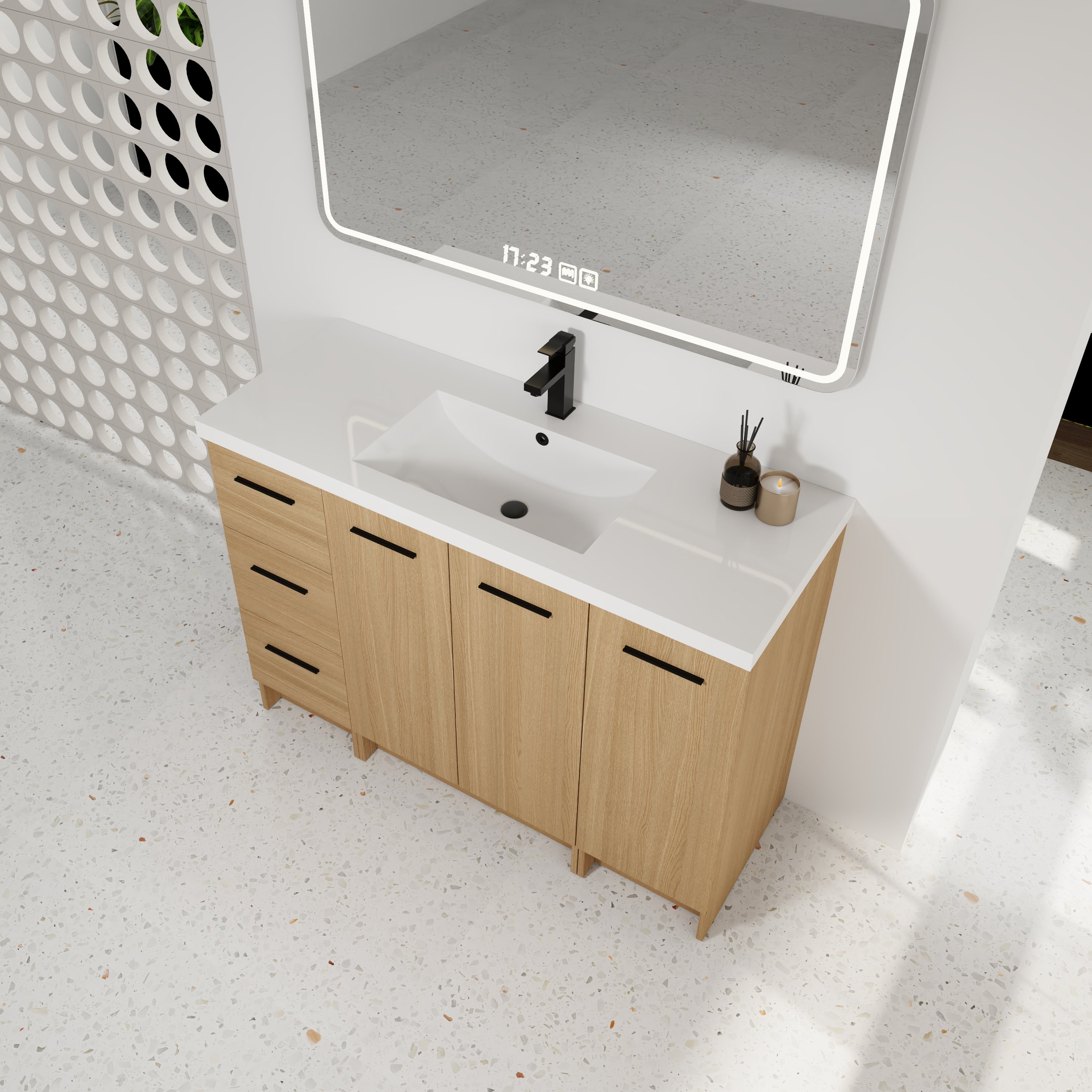 48" Modular Freestanding Bathroom Vanity with Resin Sink Top