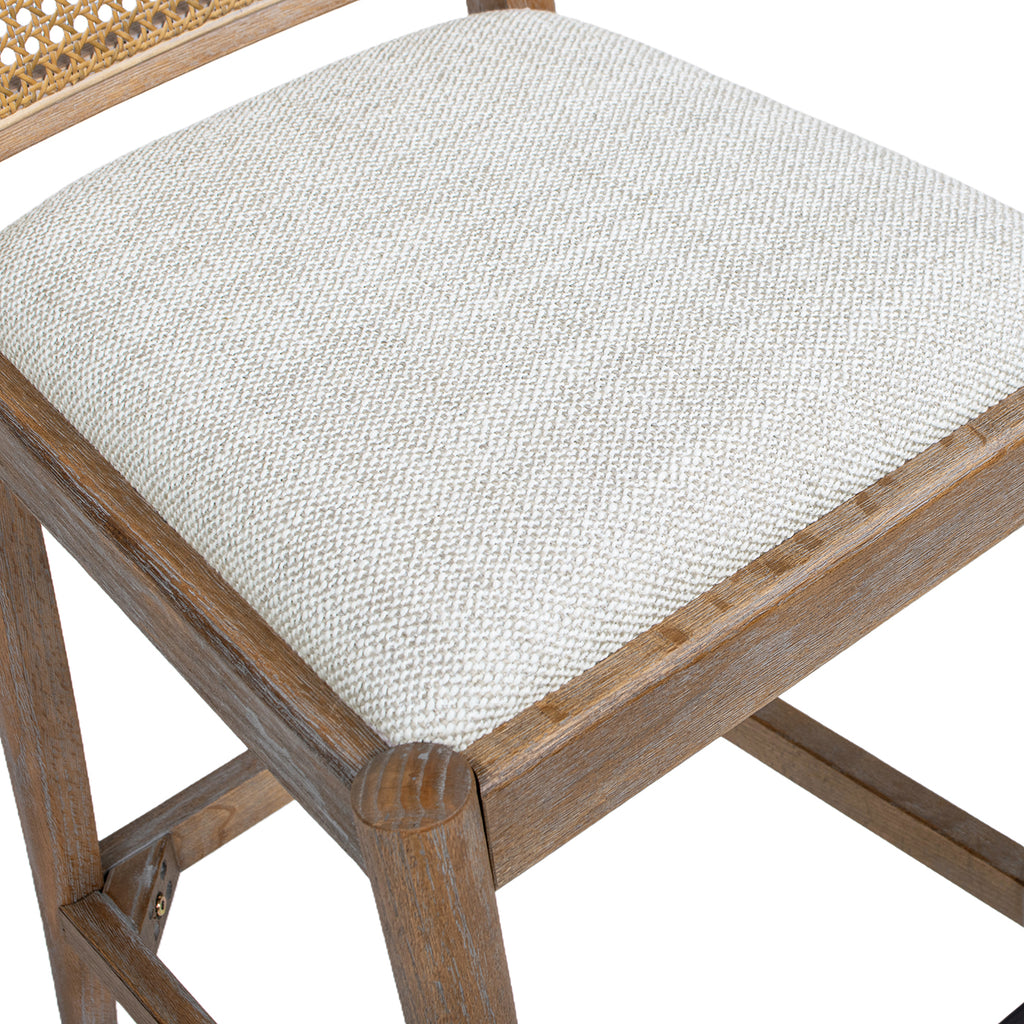 Panama 26.5" Curved Back Cane Rattan Counter Stool, Set of 2, Two-Tone Neutral